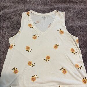Old Navy Cream Tank Top with Yellow Floral Pattern